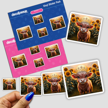 Baby Highland Cow Crown Sunflowers