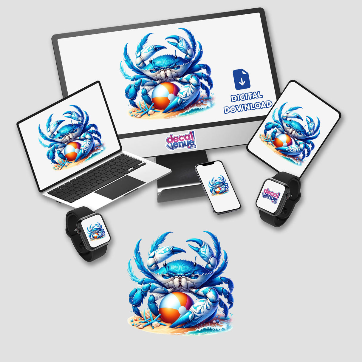 Blue Sand Crab with Beach Ball