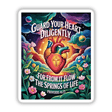 Proverbs 4:23 Guard Your Heart Sticker or Clipart features a heart surrounded by flowers, combining text and graphics, available as stickers or digital artwork.