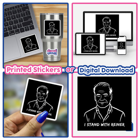 I Stand With Reiner Fuellmich Sticker or Clipart: Minimalist art focusing on a political prisoner theme, available as a sticker or digital artwork with commercial rights.