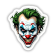 Palhaço Estrela: A cartoon joker face with exaggerated red lips, blue and red eyes, and a wide grin, available as stickers or digital artwork.