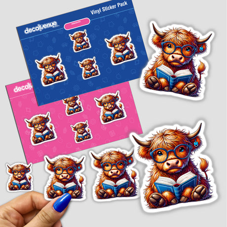Highland Cow With Reading Glasses Open Book