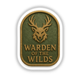 Warden of the Wilds – RPG-Style Skill Badge featuring a detailed gold and green forest emblem, available as a sticker or digital artwork, showcasing intricate design elements.