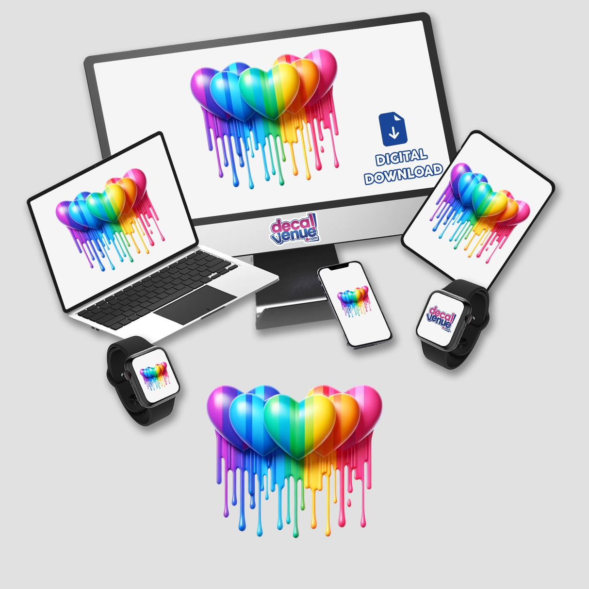 Rainbow Hearts Drip Pride