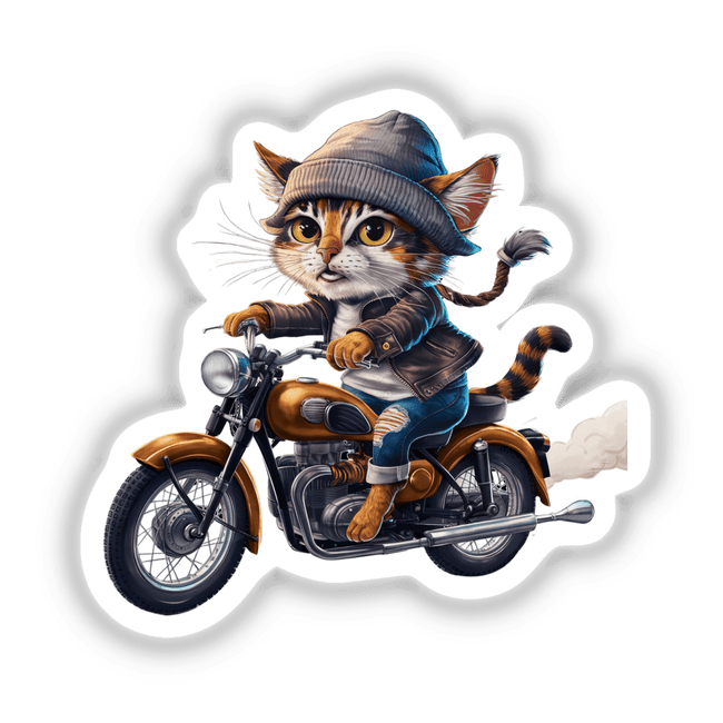 Cool Cat Riding a Motorcycle