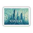 Evolve Futurist Architecture Organic Geometry Sticker or Clipart featuring intricate, motivational city art design, available with commercial rights. Ideal for unique vinyl sticker or digital art enthusiasts.