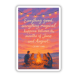 Everything Magical Summer Quote Sticker or Clipart by Jenny Han features people gathered around a fire, ideal for vinyl stickers or digital art with commercial rights.