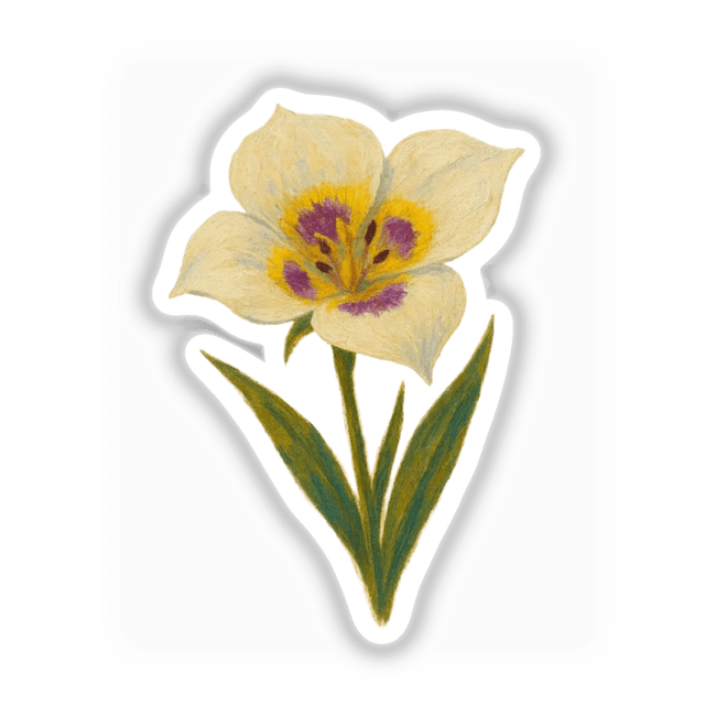 Utah State Flower Sticker or Clipart with Commercial Rights - Sego Lily Design, featuring a detailed illustration of the Sego Lily, available as stickers or digital artwork from Decal Venue.