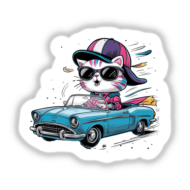 Cat Driving Convertible