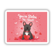 French Bulldog Sticker and Clipart with Commercial Rights – Adorable Dog Valentine’s Day Design featuring a cartoon French Bulldog surrounded by hearts, available as stickers or digital artwork.