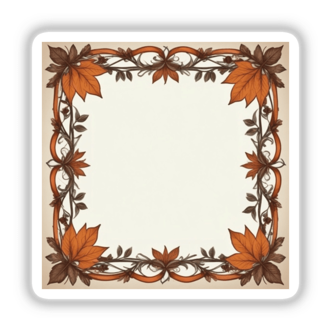 Autumn Aesthetic Frame Clipart featuring a square design adorned with fall leaves and vines, ideal for quotes and commercial use.