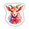 Cartoon of a baby goat with a bow tie, available as stickers or digital artwork from Decal Venue.