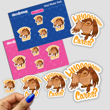 Who Cares Cartoon Owl sticker pack featuring whimsical owl designs, perfect for adding charm to any surface. Available as stickers or digital artwork, showcasing Decal Venue's unique vinyl creations.