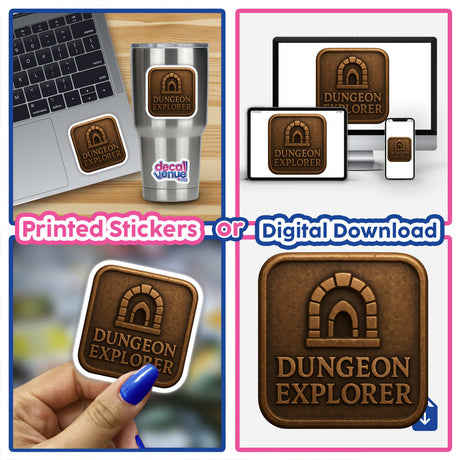 Dungeon Explorer – RPG-Style Skill Badge (Bronze Adventure Token) featuring intricate, embossed elements, available as vinyl stickers or digital artwork. Reflects Decal Venue's unique design ethos.