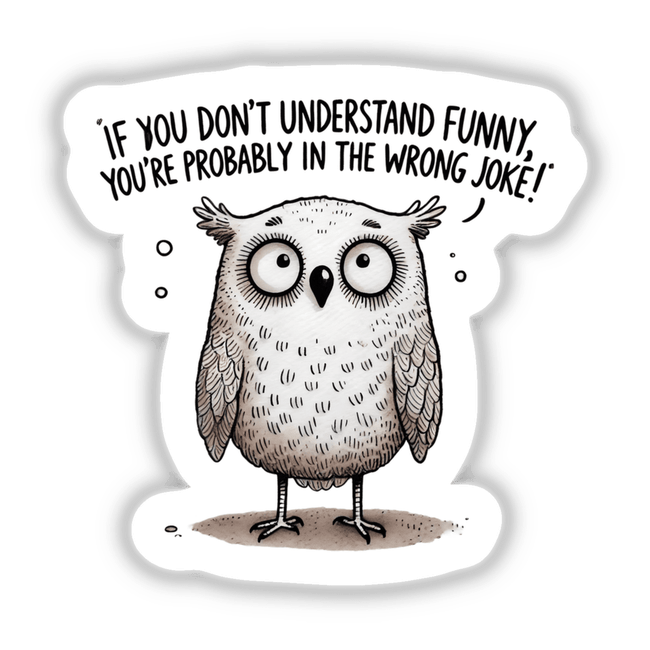 Cartoon owl with Owl If You Don’t Understand Funny text, available as stickers or digital artwork from Decal Venue.