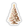 Yarn Christmas Tree with red and green decorations, available as unique stickers or digital artwork from Decal Venue. Perfect for holiday-themed projects or festive displays.
