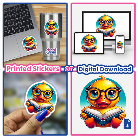 Rubber Duck With Reading Glasses Open Book