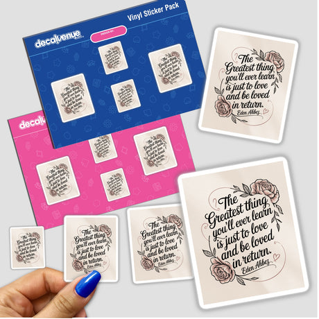 Greatest Thing to Love Quote Sticker or Clipart featuring an Eden Ahbez rose design, available as a sticker or digital artwork with commercial rights.