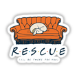 I'll Be There For You sticker or digital artwork depicting a dog sleeping on an orange couch, highlighting Decal Venue's unique design style.