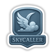 Skycaller RPG-Style Skill Badge featuring a silver-blue cloud with wing crest, available as stickers or digital artwork, ideal for showcasing unique gaming achievements.