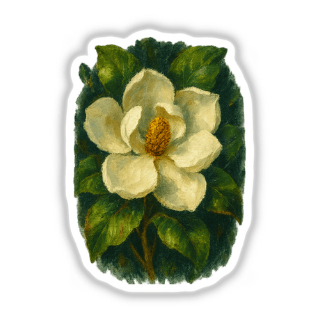 Louisiana Mississippi State Flower Sticker or Clipart with Commercial Rights features a detailed Magnolia Blossom Art, ideal as a vinyl sticker or digital artwork for creative projects.