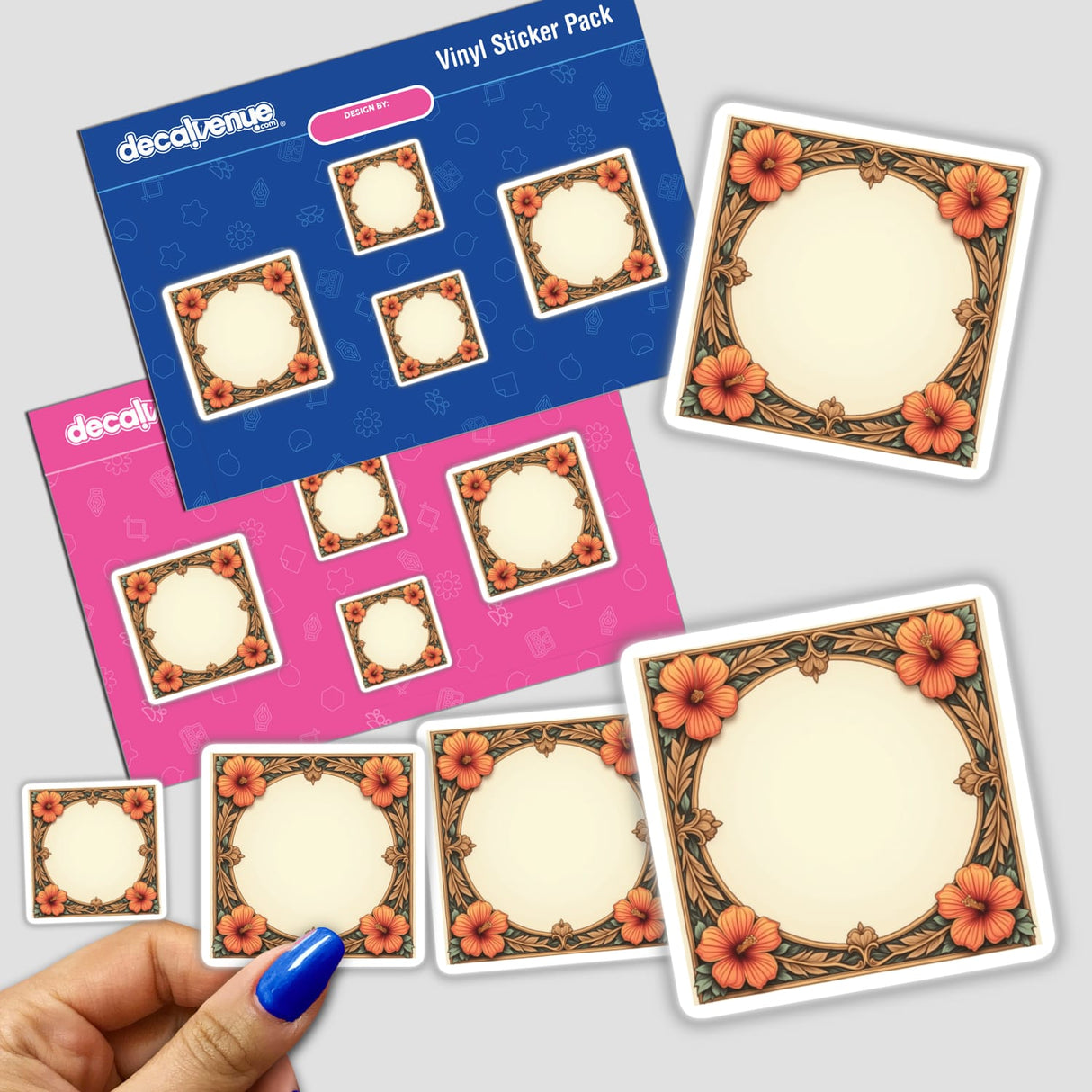 Fall Aesthetic Floral Frame Clipart - Square Design for Typography Quotes with intricate flower and leaf patterns, ideal for digital artwork and decorative projects.