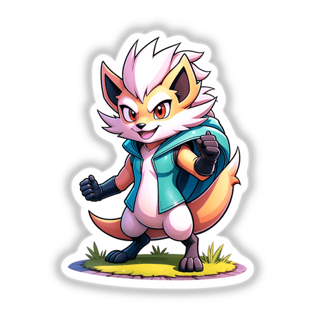 Furry Fighter - Shadow Striker The Hedgehog cartoon, featuring a dynamic fox character in an animated style, available as unique stickers or digital artwork from Decal Venue.
