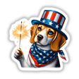 Beagle Dog Holding Sparkler 4th of July Patriotic