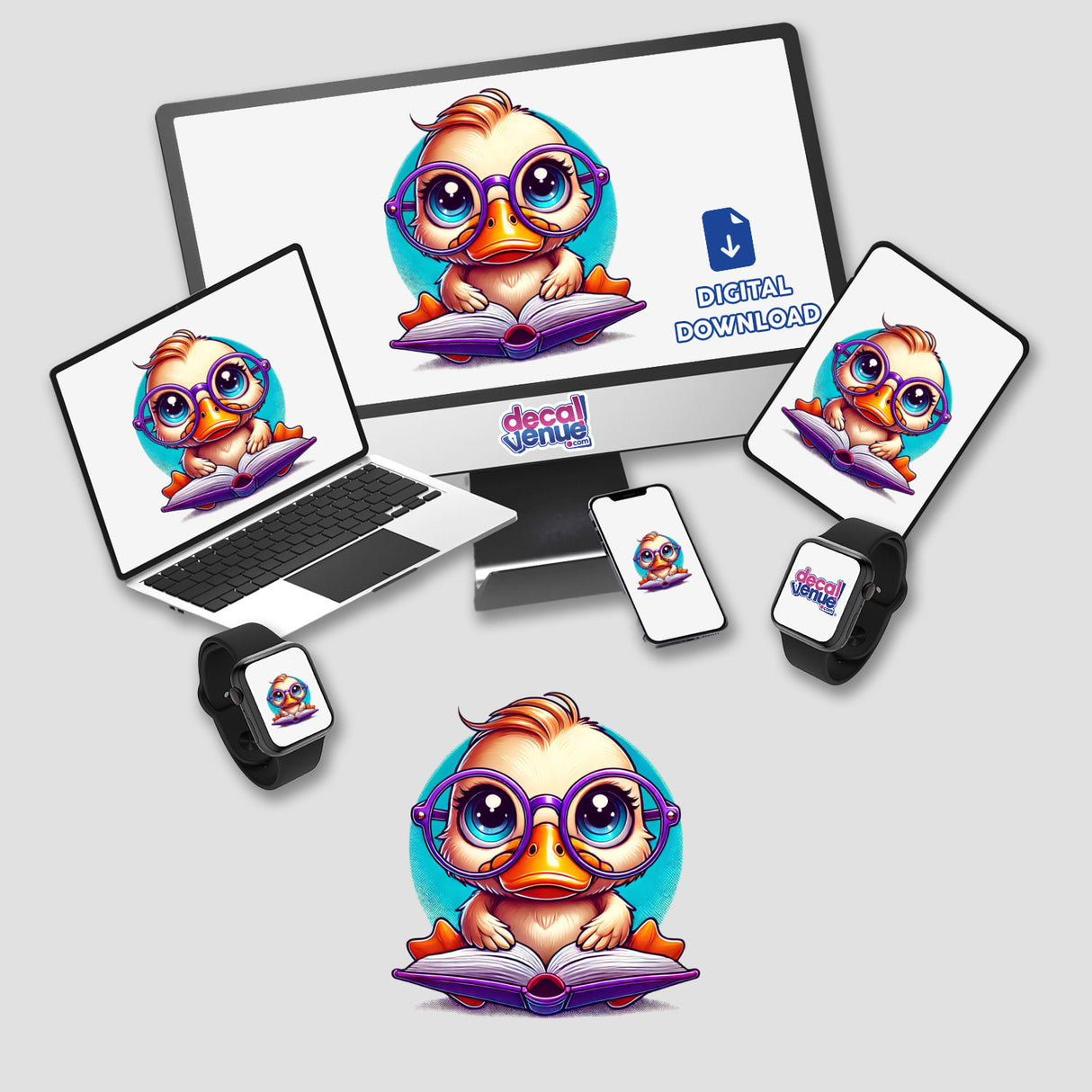 Duck With Reading Glasses Open Book