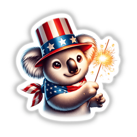 Koala Holding Sparkler 4th of July