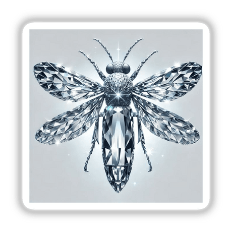 Diamond Firefly sticker or digital artwork featuring a sparkling diamond-shaped insect with delicate wings, captured in a close-up view.