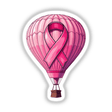 Hot Air Balloon Pink Ribbon Breast Cancer-2 featuring a cartoon hot air balloon with a pink ribbon, available as stickers or digital artwork from Decal Venue.