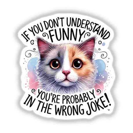 Cat If You Don’t Understand Funny: A sticker or digital artwork featuring a close-up of a cat's big eyes with humorous text.