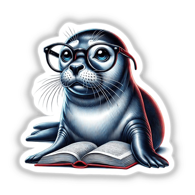 Seal With Reading Glasses Open Book
