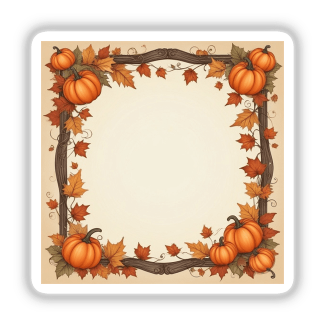 Autumn Aesthetic Frame Clipart – Fall Pumpkin and Leaf Design for Social Media and Print. This digital artwork features a square frame with pumpkins and leaves, ideal for seasonal decoration projects.