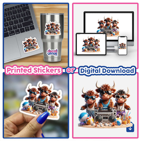 Highland Cow Beach Party Sunglasses Boombox