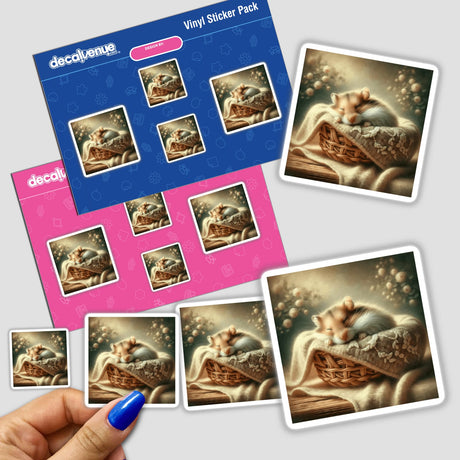 Hamster Sleeping in Woven Basket