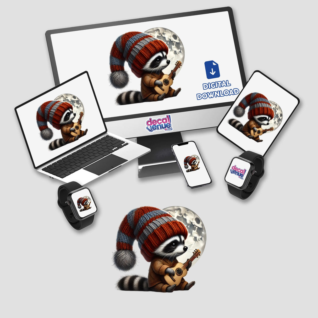 Raccoon Gnome Playing Guitar