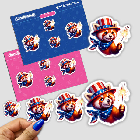 Red Panda Holding Sparkler 4th of July
