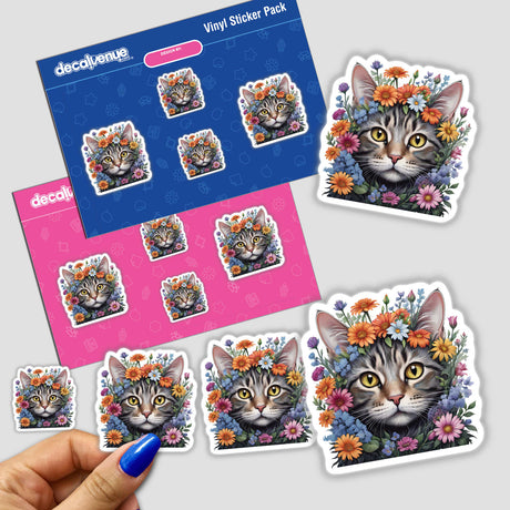 Cat Portrait Floral Accents PA55