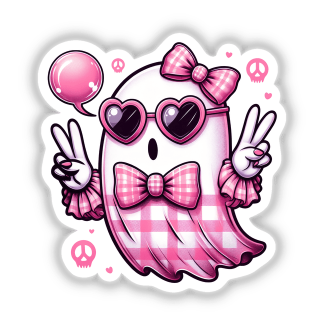 Pink Plaid Peace Bubble Ghost