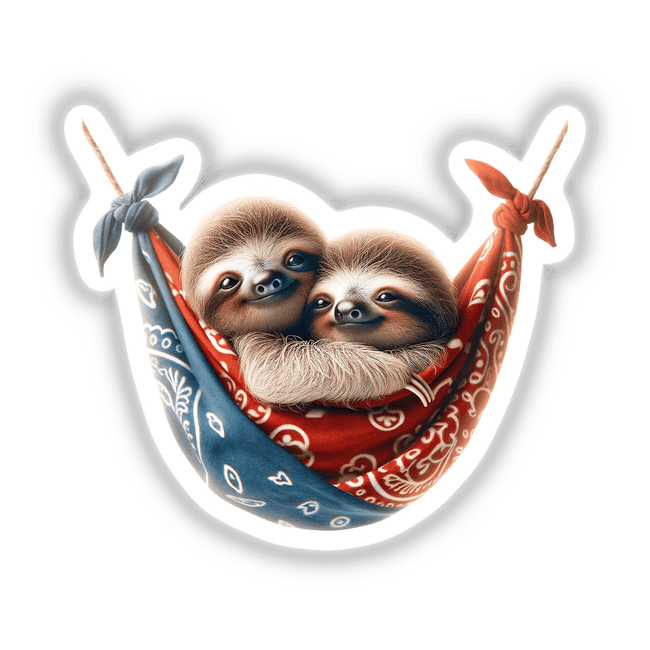 Cute Sloths in Bandana Hammock