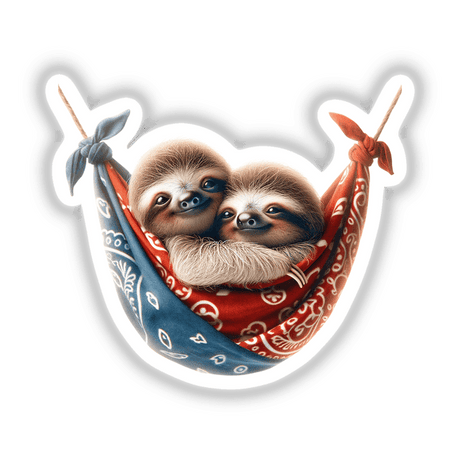 Cute Sloths in Bandana Hammock