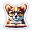 Corgi Dog With Reading Glasses Open Book