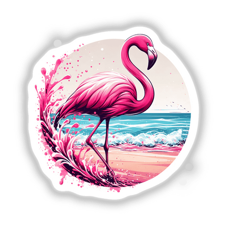 Flamingo on Beach Splash