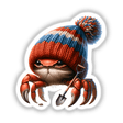 Crab Gnome with Shovel: A whimsical cartoon crab wearing a hat and holding a shovel, available as stickers or digital artwork.