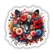 Cat Peeking Through Flowers PA26