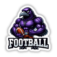 Muscular Raven Bird Holding Football II sticker or digital artwork featuring a cartoon of a strong purple bird clutching a football.