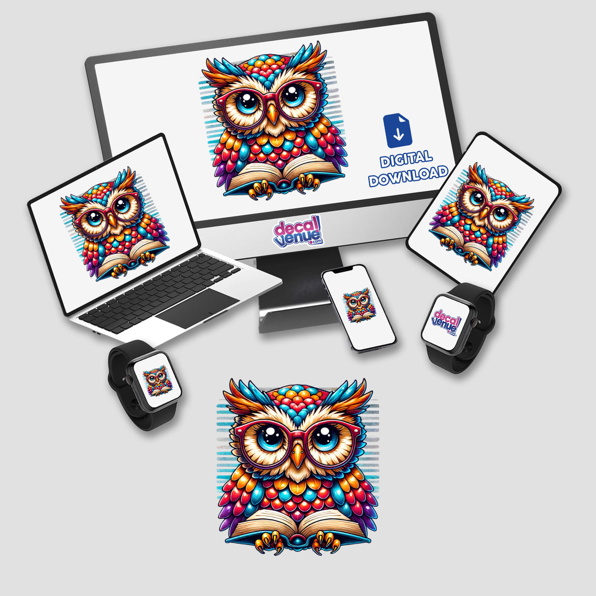 Owl With Reading Glasses Open Book