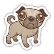 Pug Puppy Cartoon sticker featuring a charming cartoon dog with big eyes, available as part of Decal Venue's unique sticker pack or as single stickers for playful decoration.